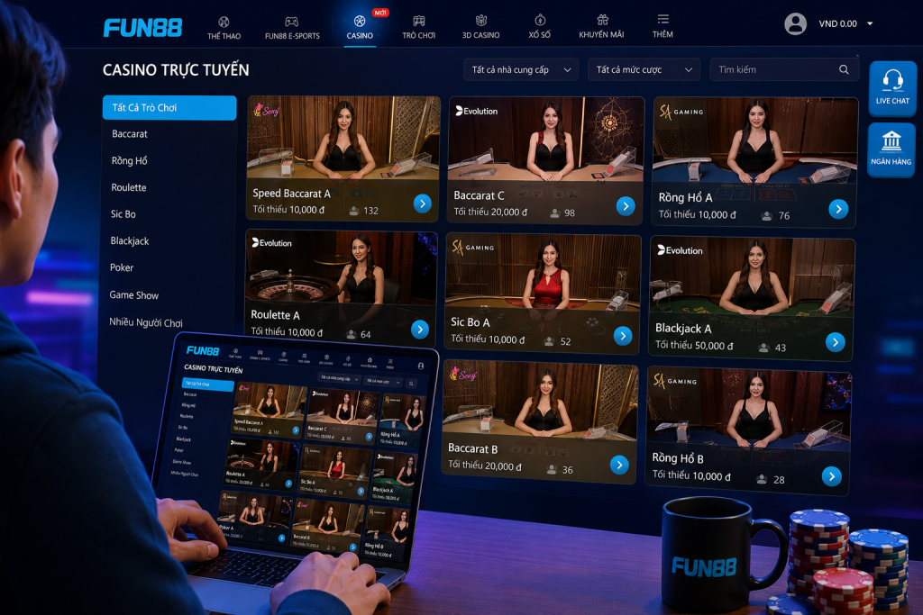 Người chơi đang lựa chọn nhiều bàn Casino Live