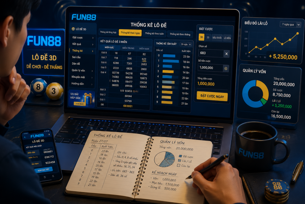 Người chơi đang phân tích bảng thống kê lô đề