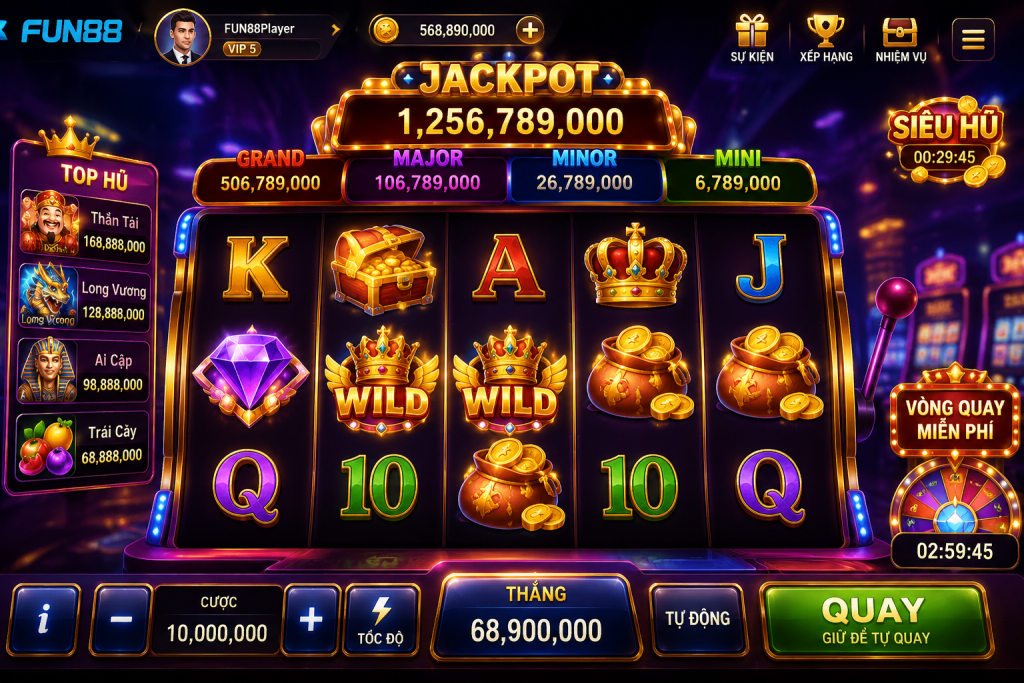 Game nổ hũ trên giao diện 3D với Jackpot