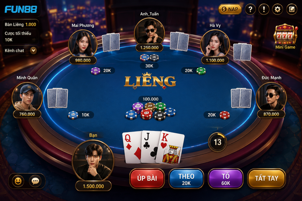 Giao diện game bài 3D Liêng