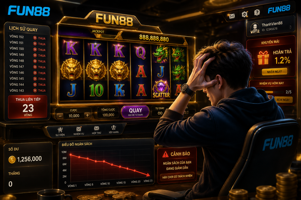 Người chơi đang mất bình tĩnh trước giao diện game nổ hũ 3D